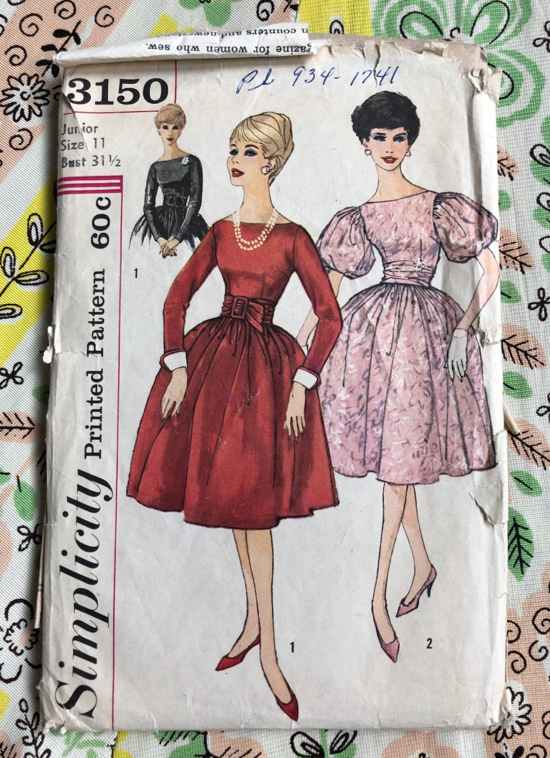 Vintage 1950s Party Dress Pattern Simplicity 3150 Sz S W24.5 - Etsy
