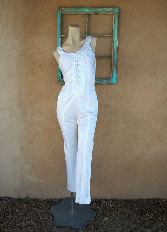Vintage 1970s White Jumpsuit Fredericks of Hollywo