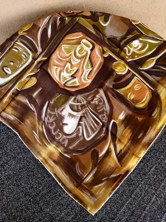 Vintage 1950s Silk Scarf Picasso Novelty Print