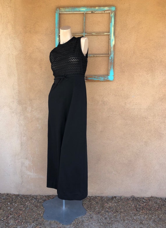 Vintage 1960s 1970s Mod Black Jumpsuit Sz M