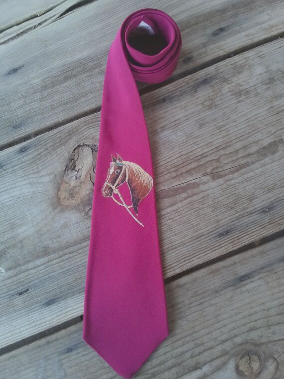 Vintage 1940s Hand Painted Horse Necktie Equestria