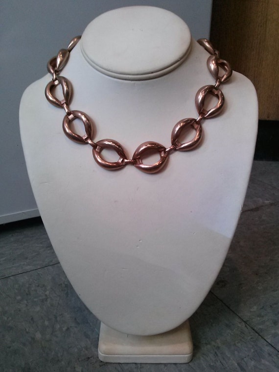 Vintage 1940s Choker Necklace Heavy Chain 16 Inch… - image 2