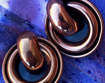 Vintage 1950s Copper Earrings Modernist Renoir Clip On