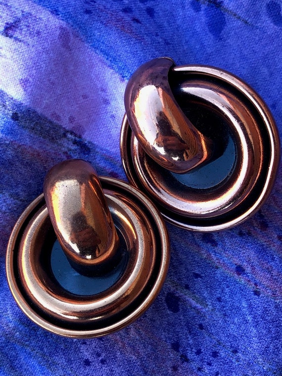 Vintage 1950s Copper Earrings Modernist Renoir Cl… - image 1