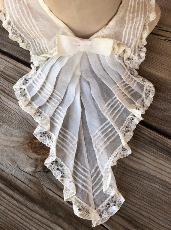 Vintage 1910s Silk Organza Jabot Collar Dickie De… - image 5