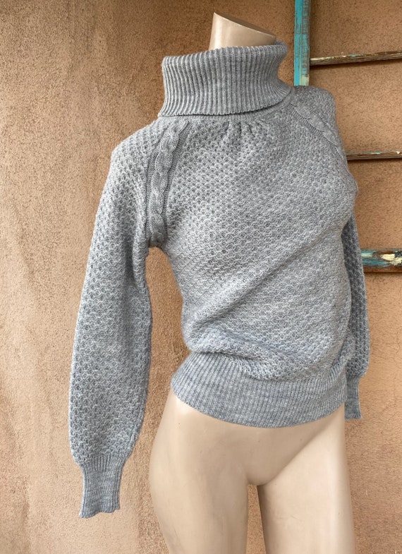 Vintage 1970s Gray Turtleneck Sweater Acrylic Sz … - image 5