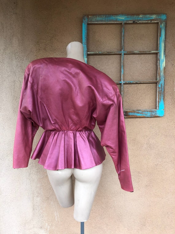 Vintage 1980s Rosy Pink Leather Jacket Sz M - image 8