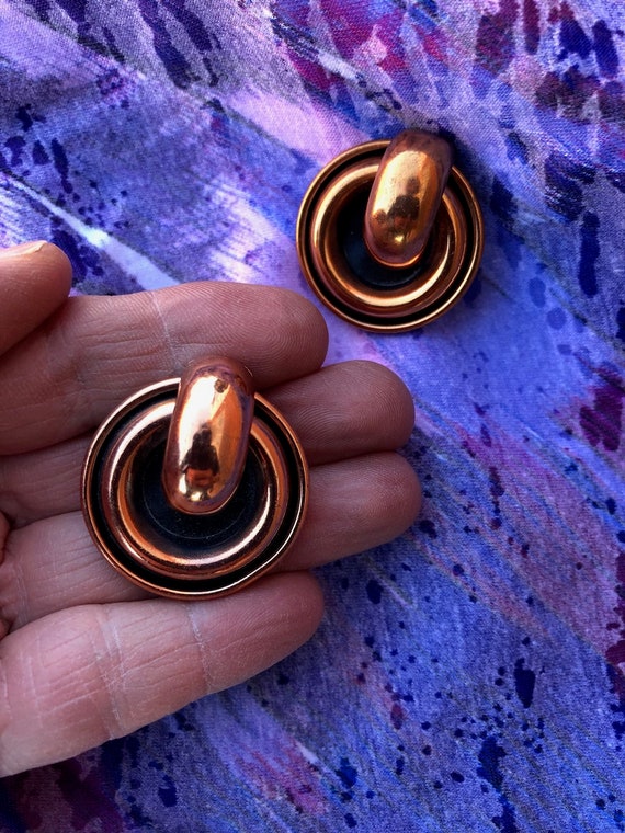 Vintage 1950s Copper Earrings Modernist Renoir Cl… - image 4