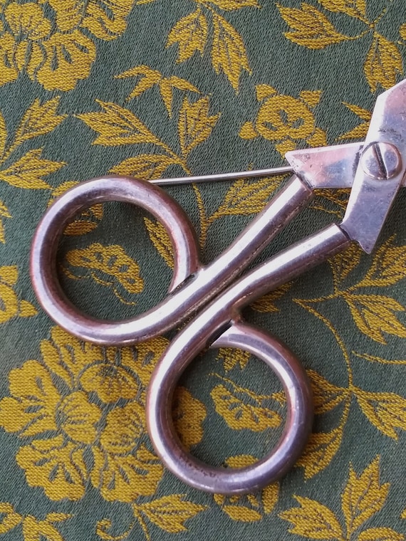 Vintage 1980s Silver Scissors Brooch Taxco Stamped - image 4