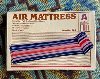Vintage 1980s Air Mattress Beach Float Red White & Blue Striped 29 x 83 Inches