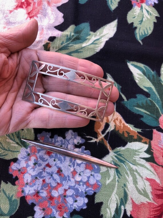 Vintage 1950s Sterling Silver Ponytail Holder Sti… - image 3