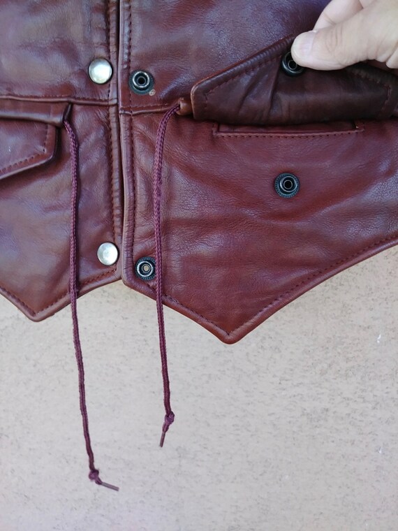 Vintage 1970s Oxblood Leather Vest Unisex - image 5