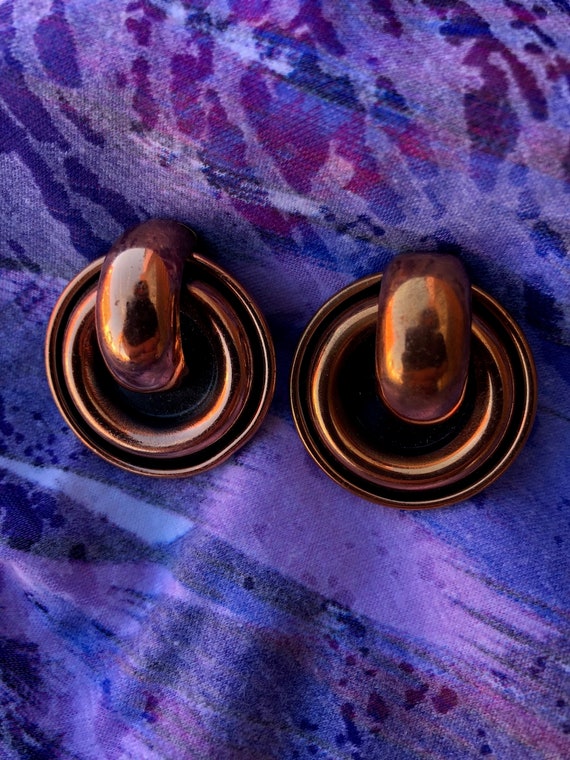 Vintage 1950s Copper Earrings Modernist Renoir Cl… - image 5