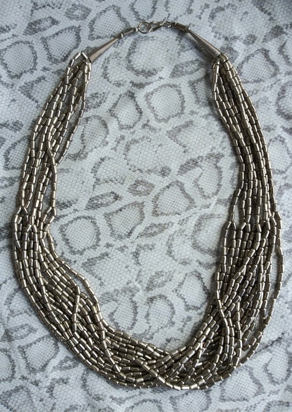 Vintage Glass Bead Multi-facet Necklace Retro Necklace 80s 90s Necklace