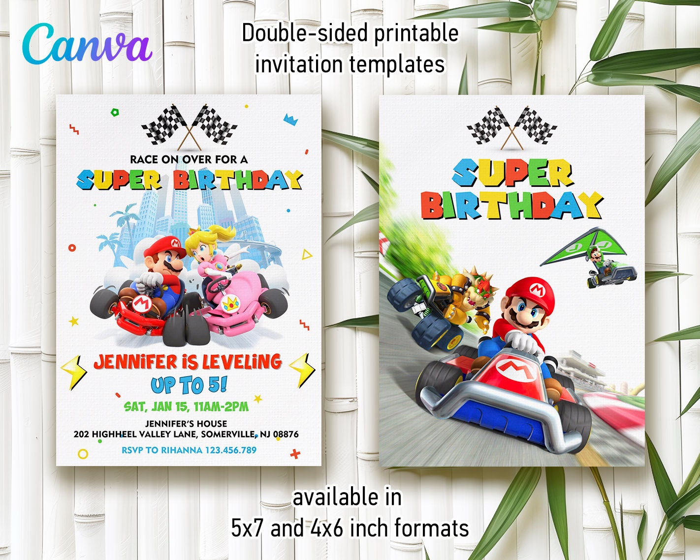 Printable Mario Kart Invitation, Go Kart Birthday Invite, Editable ...