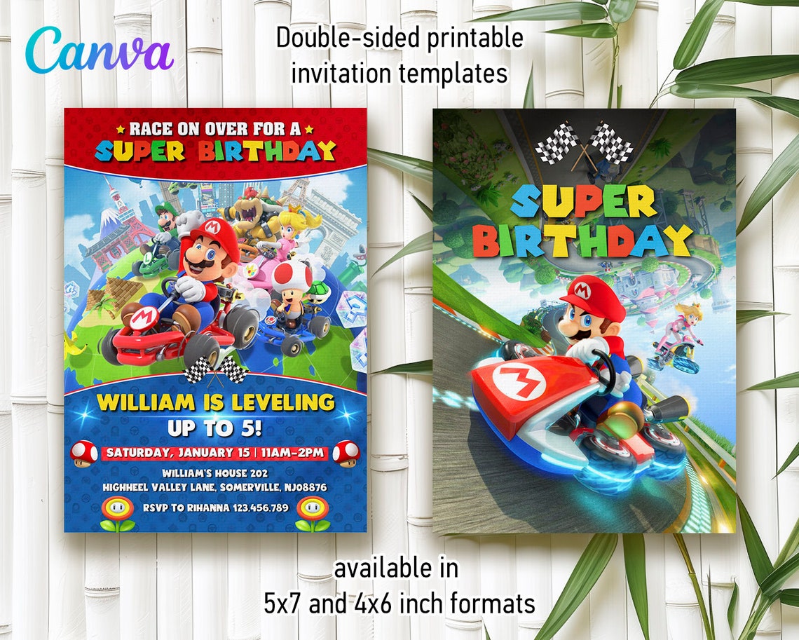 Printable Mario Kart Invitation, Go Kart Birthday Invite, Editable ...