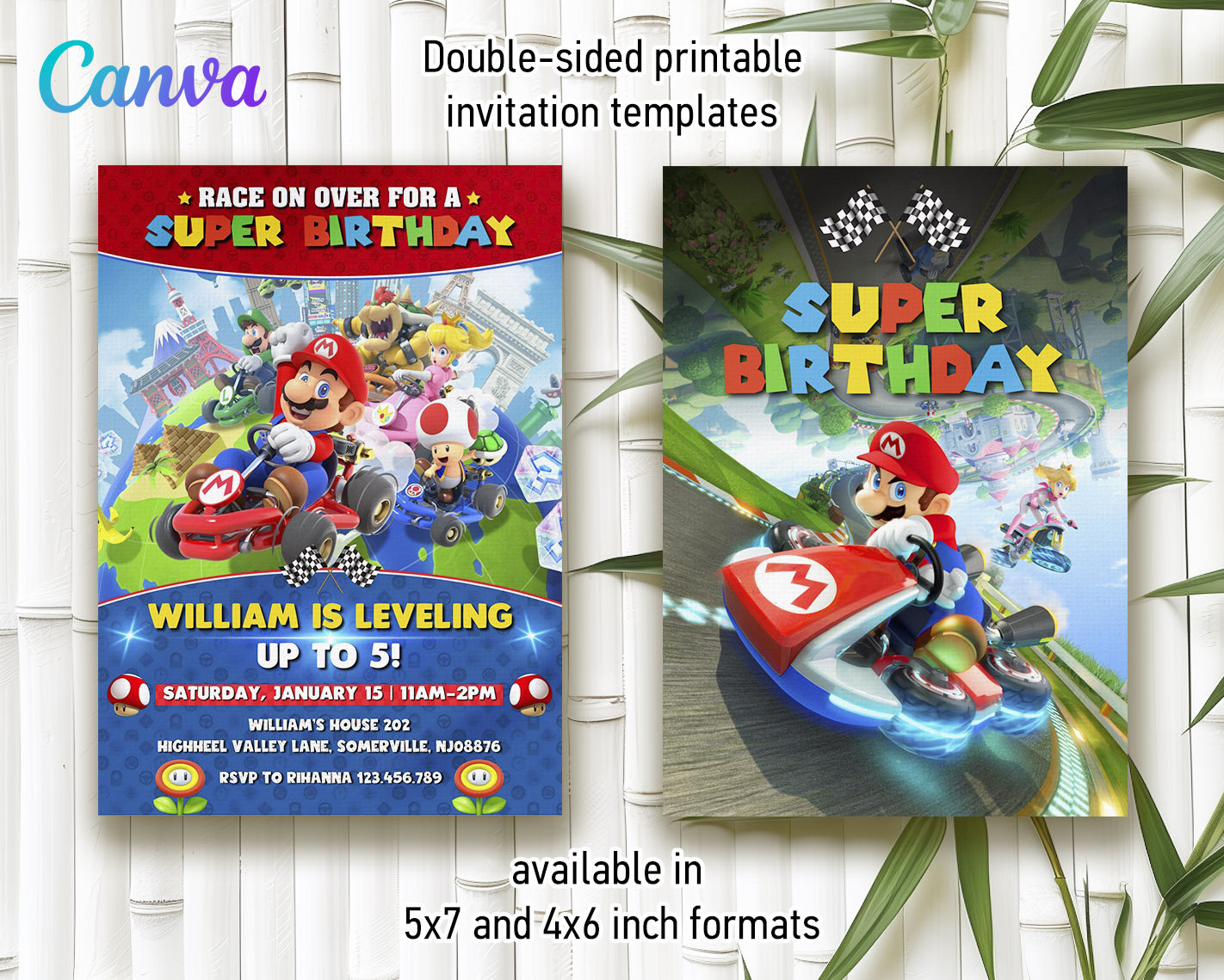 Printable Mario Kart Invitation, Go Kart Birthday Invite, Editable ...