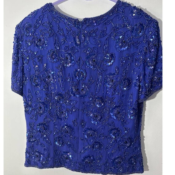 Vintage Scala Beaded Blouse Womens L Silk Lined Z… - image 7