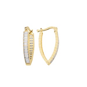 Zircon-Embellished Gold Hoop Earrings 3.88g Solid Gold Elegant Statement Jewelry
