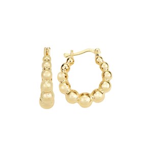 Beaded Gold Hoop Earrings 4.09g Solid Gold Unique Statement Jewelry