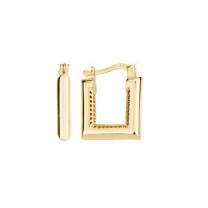 Geometric Gold Hoop Earrings 3.42g Solid Gold Square Statement Jewelry