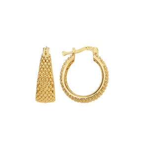 Beaded Gold Hoop Earrings 4.09g Solid Gold Elegant Statement Jewelry