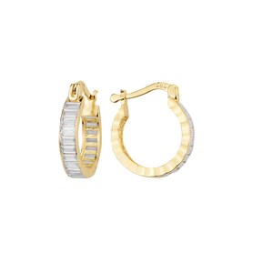 Classic Zircon Gold Hoop Earrings 3.34g Solid Gold Dazzling Jewelry