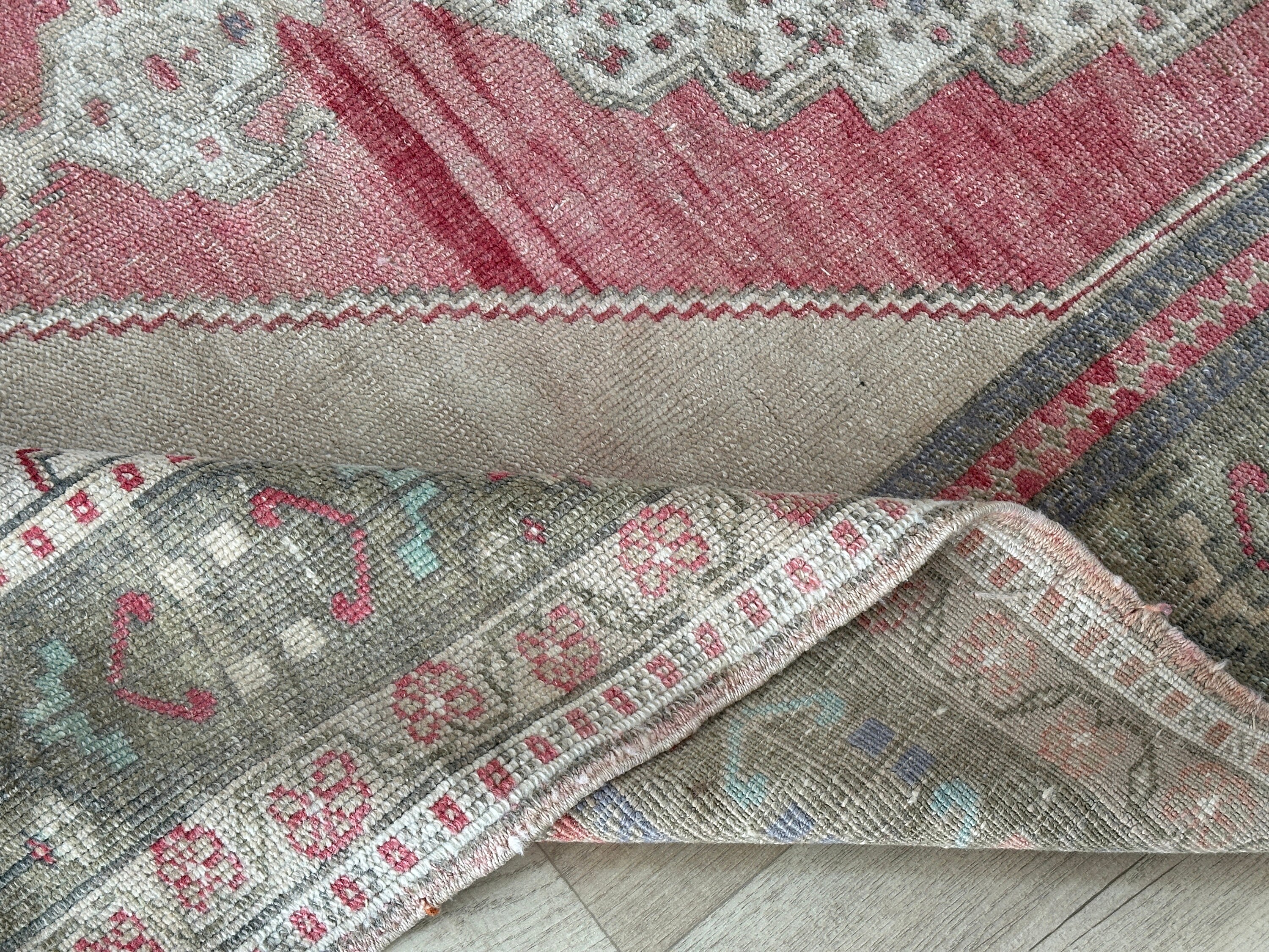 4x8 Pink Beige Green Blue Vintage Runner, 4x8 Turkish Runner,oushak ...