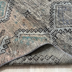 4x8 Brown Green Faded Red Blue Vintage Rug, 4x8 Oushak Rug,Turkish Living Room Bedroom Kitchen Kids Entry Wool Area Rug,Home Decor,3.9x8.4Ft