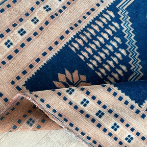 3x6 Faded Red Beige Blue Turkish Runner, 3x6 Oushak Runner, Vintage Living Room Bedroom Kitchen Kids Entry Natural Rug,Home Decor,3.4x6.1 Ft