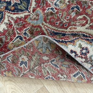 Handmade 3x9 Red Blue Green White Oushak Runner, 3x9 Turkish Runner, Vintage Living Room Bedroom Kitchen Entryway Rug,Home Decor,2.6x8.9 Ft