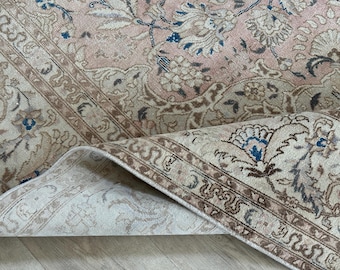 Natural 9x12 Pink Blue Beige Brown Oversize Persian Anatolian Vintage Rug,Living Room Bedroom Kitchen Entry Wool Rug,Home Decor,9.4x12.5 Ft