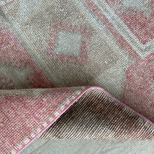 3x13 Pink Beige Brown Vintage Runner, 3x13 Turkish Runner, Oushak Living Room Bedroom Kitchen Kids Entry Natural Rug,Home Decor,2.6x13.2 Ft
