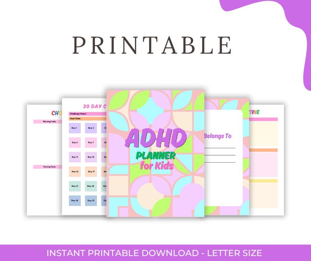 ADHD Planner for Kids | Daily Routine Tracker (printable PDF) - Etsy
