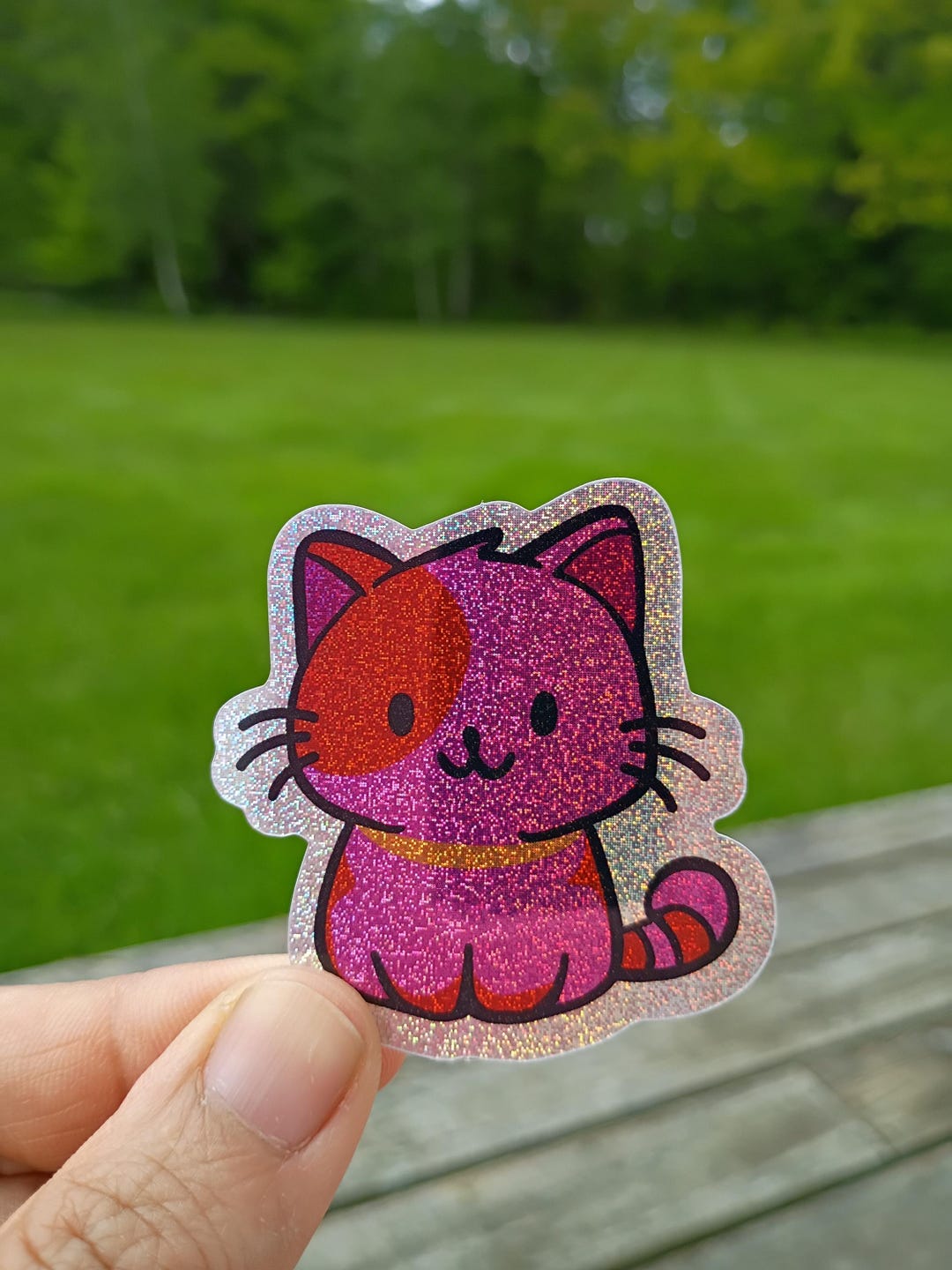 Lesbian Pride Kitty Sticker: Sapphic LGBTQ+ Cat, Sparkly Vinyl - Etsy