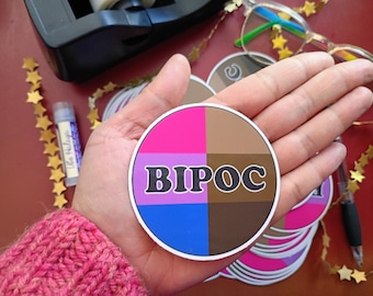 BIPOC Bisexual Pride Sticker: Weatherproof Vinyl Decal