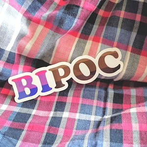 Pegatina troquelada de 7,6 cm (3") de la bandera del orgullo bisexual BIPOC, vinilo impermeable, regalo para aliados del orgullo LGBTQ+, vinilo brillante.
