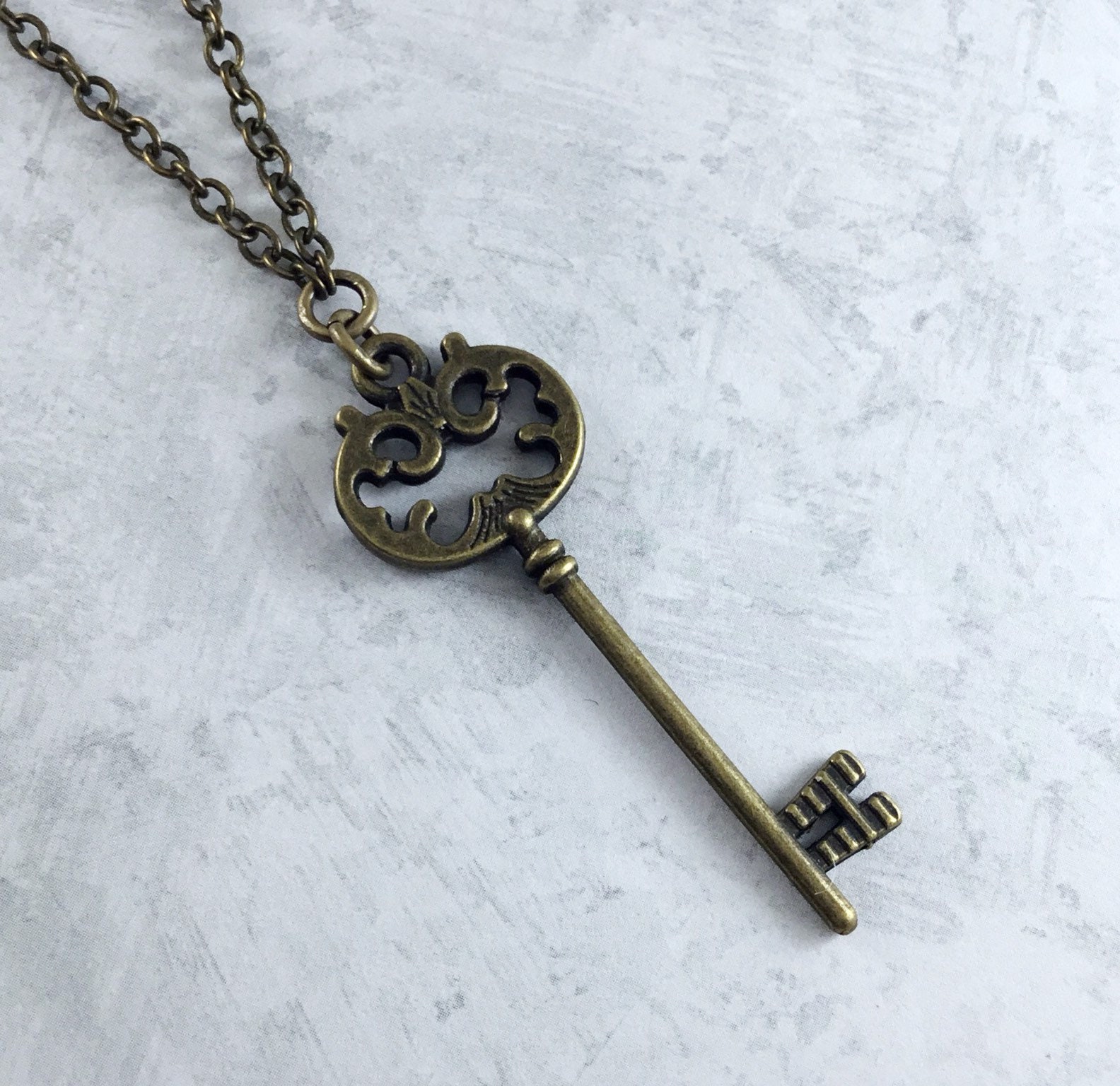 Skeleton Key Dark Academia Necklace with Antiqued Brass | Etsy