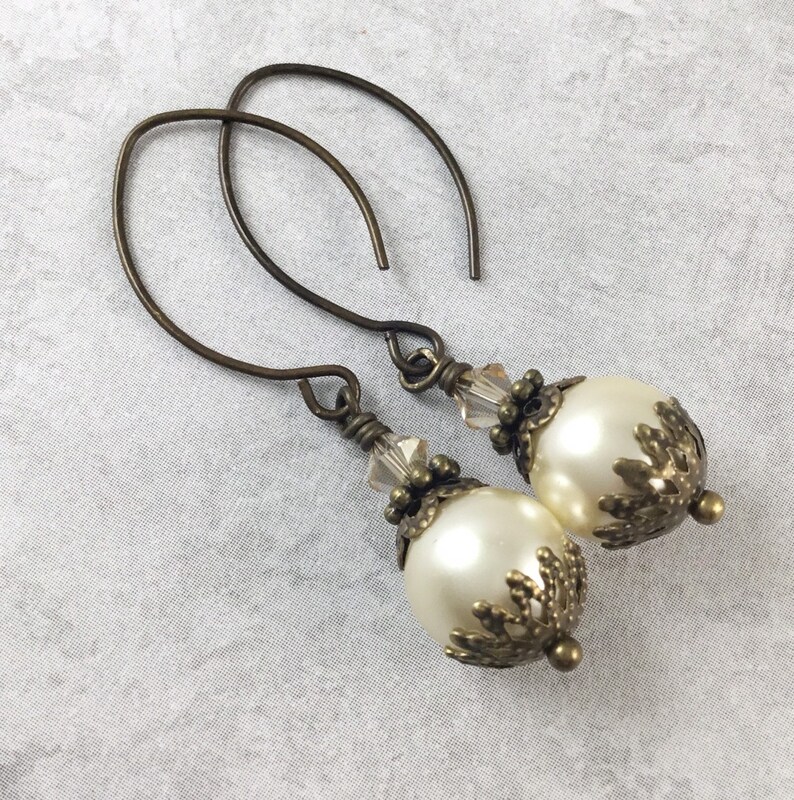 Ivory Pearl Edwardian Earrings Downton Abbey Earrings.