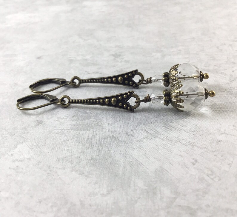 1920s Statement Earrings. Clear Art Deco Earrings