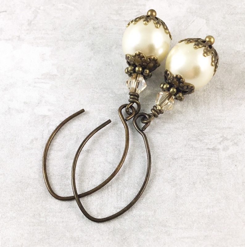 Ivory Pearl Edwardian Earrings Downton Abbey Earrings.