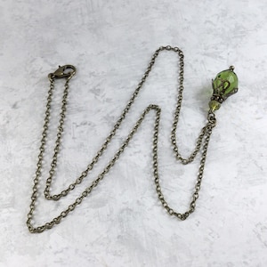 Olive Green Dark Academia Necklace with Antiqued Brass image 2