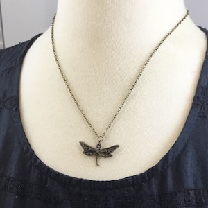 Peut inclure: Un collier en cha&icirc;ne bronze avec un pendentif en forme de libellule d&eacute;taill&eacute;.
