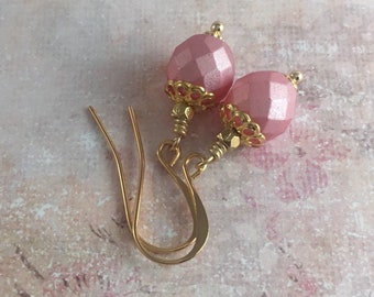 Pink Coquette Aesthetic Earrings with Gold