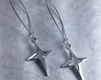 North Star Whimsigoth Earrings with Antiqued Silver