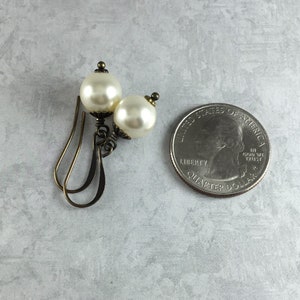 Ivory Pearl Cottagecore Earrings with Antiqued Brass image 2