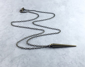Spike Dark Academia Necklace with Antiqued Brass