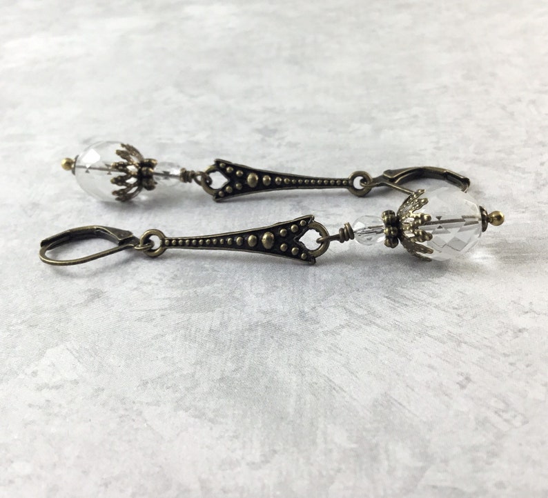 1920s Statement Earrings. Clear Art Deco Earrings