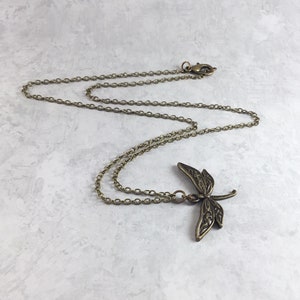 Dragonfly Goblincore Necklace with Antiqued Brass