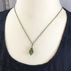 Olive Green Dark Academia Necklace with Antiqued Brass image 6